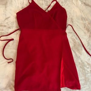 Red wrap dress